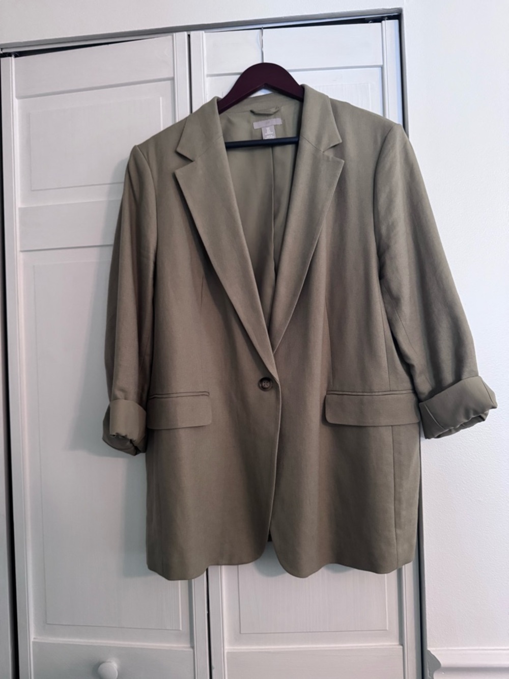 Light Olive Green H&M Linen Blazer